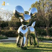 Statues d'animaux en métal au design personnalisé Sculpture de chien en forme de ballon en acier inoxydable à vendre