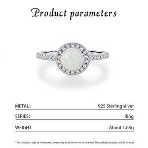 แหวนเงินแท้ S925 ประดับโอปอล ดีไซน์หรูหรา ประดับเพชรแบบ Pave Setting ทรง Halo คลาสสิก สำหรับผู้หญิง เหมาะสำหรับเป็นแหวนหมั้น - Product Image 2