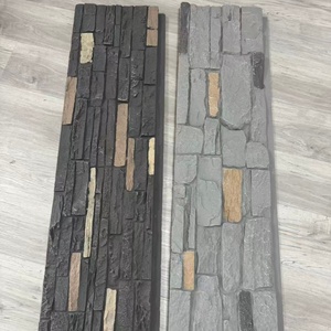Painéis de Parede Exteriores em PU Durável com Efeito de Pedra Empilhada para Fachada de Vila, Revestimento de Pedra Falsa à Prova de Intempéries com Textura de Rocha Natural - Product Image 1
