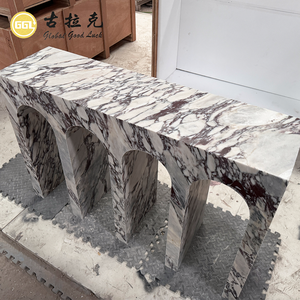 Console en marbre Calacatta Viola naturel à motif arqué pour table d'entrée, meuble en pierre, décoration intérieure - Product Image 5
