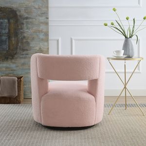 DB Home Office Swivel Barrel <b>Chair</b> Soft Teddy Fabric <b>Comfy</b> Accent <b>Chair</b> Wabi-Sabi Design for Living Room Performance Fabric - Product Image 3
