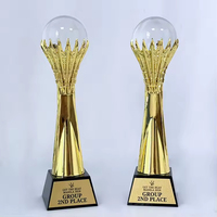 Trophée personnalisé en cristal doré lisse pour événements sportifs, récompenses et commémorations