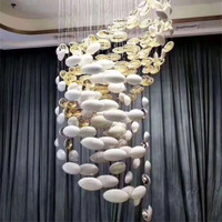 Lustre en verre décoratif en forme d'œufs de dragon dorés de luxe, luminaire suspendu pour hall d'hôtel, villa, escalier, design créatif