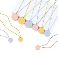 Collier avec pendentif rond personnalisé, chaîne en acier inoxydable, bijoux médaillon pour cadeau et souvenir