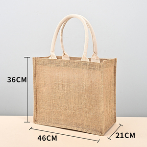 Sac fourre-tout en <span class=keywords><strong>jute</strong></span> réutilisable avec logo personnalisé, écologique, pour le shopping et la promotion quotidienne - Product Image 4