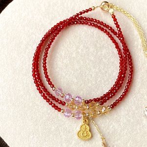 Nouvelle arrivée multicouche spinelle rouge trois cercles Bracelet pour femme Bijoux Taille 2mm - Product Image 3