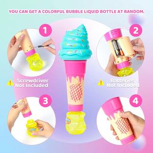 Máquina eléctrica de burbujas con luz, juguete de helado de dibujos animados, varita mágica de burbujas para niños con botella de recarga de burbujas de jabón de 90ml - Product Image 4