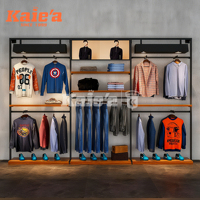 Affichage de meubles de magasin haut de gamme magasin de vêtements personnalisé présentoir de sol costume robe étagères en métal enlever les chaussures vitrine
