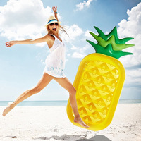En stock, Vente chaude transfrontalière : Bouée de piscine gonflable ananas, Lit flottant aquatique, Chaise longue aquatique ananas