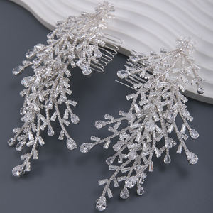 Peigne à cheveux de mariée vintage fait main en zircon, fil d'alliage flexible, accessoire de coiffure pour <span class=keywords><strong>mariage</strong></span>, fête ou banquet - Product Image 4