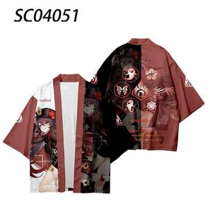 Genshin Impact Haori Klee Zhong li Ke Qing Paimon <span class=keywords><strong>Cosplay</strong></span> 3D Printing Anime Kimono Cape Short Sleeve Cartoon Clothing - Product Image 3