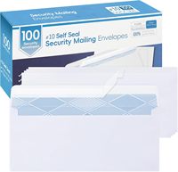 Enveloppes commerciales personnalisées haut de gamme à fermeture autocollante, enveloppes de courrier blanches teintées de sécurité pour factures et chèques de bureau