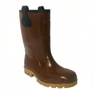 Botte de sécurité en PVC marron avec semelle pour la protection au travail - Product Image 2