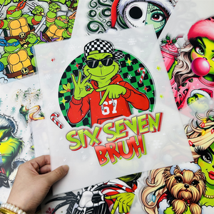 Autocollants thermocollants personnalisés lavables <span class=keywords><strong>Grinch</strong></span> de Noël <span class=keywords><strong>en</strong></span> gros pour impression sérigraphique, prêts à être pressés sur les t-shirts - Product Image 4