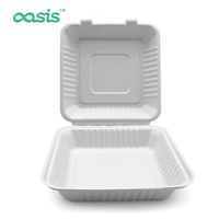 Boîtes à lunch jetables biodégradables en bagasse de canne à sucre de 1500 ml, best-seller, sans BPA, étanches et résistantes à la graisse, marque Oasis