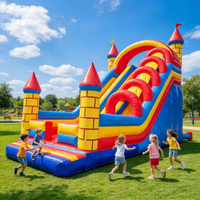 Château gonflable pour enfants avec toboggan, combo trampoline, dessin animé, trampoline commercial, logo personnalisé