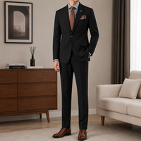 Costume formel pour homme de style italien haut de gamme, noir, bleu marine, veste de bureau professionnelle, blazer anti-plis, OEM personnalisé