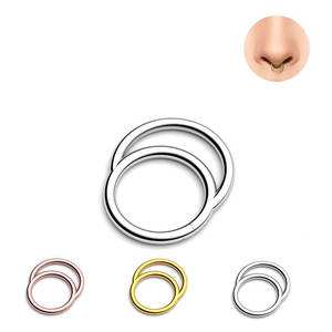 Anneaux de nez en titane ASTM F136, doubles anneaux sexy pour l'oreille, cartilage, <span class=keywords><strong>tragus</strong></span>, <span class=keywords><strong>piercing</strong></span> nasal, bijoux de mode, cadeaux pour femmes - Product Image 4