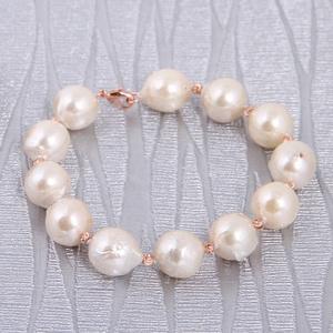 Grande barocco Braccialetto di Perle D'acqua Dolce Con argento di alta qualità dei monili di modo - Product Image 3