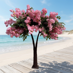 Arbre à fleurs de cerisier artificiel sur mesure LEDA, grand modèle, en soie artificielle rose et blanche, plantes artificielles pour décoration de mariage - Product Image 1