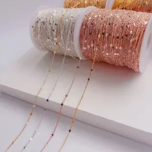 1.5mm Sequins Brass chains vàng đồng mạ sắt chéo chains liên kết cáp hình chữ O chain cho DIY trang sức phụ kiện làm