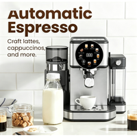 ANBOLIFE Cafetera Espresso de Calidad Profesional con Molinillo Integrado, Espumador de Leche Manos Libres para Cappuccinos y Lattes, Acero Inoxidable