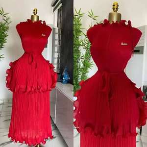 <span class=keywords><strong>Abito</strong></span> da Donna Molto Richiesto, Elegante Tinta Unita con Pieghe, Stile Indiano, Casual, Taglie Forti, Senza Maniche, Modello Miyaki <span class=keywords><strong>Midi</strong></span> - Product Image 5