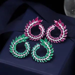 Meico style colorful zirconia earring micro pave stud earring one and one