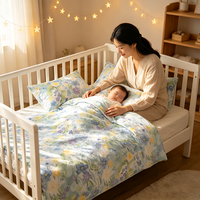 Tissu imprimé écologique doux 100% coton à motifs floraux pour vêtements de bébé, literie et textile