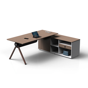 Bureau de direction commercial en forme de L, mobilier de bureau minimaliste avec tiroir - Product Image 5
