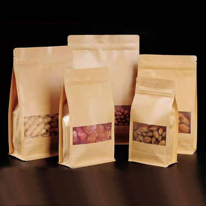 Wholesale biodegradable heat seal zipper food packaging ziplock drip brown kraft paper empty bulk beans coffee tea bags