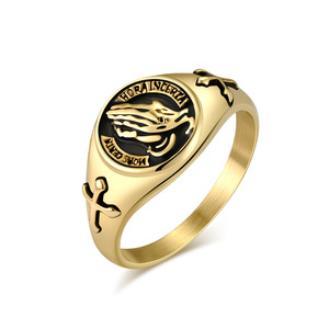 Hip Hop Minimalist Prayer Hand Cross <b>Titanium</b> Steel <b>Ring</b> Unisex Jewelry Gift Silver Gold Black - Product Image 4