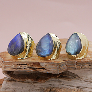 남성과 여성을 위한 럭셔리 보석 눈물 반지 18K 금도금 조절 가능한 반지 - Product Image 6