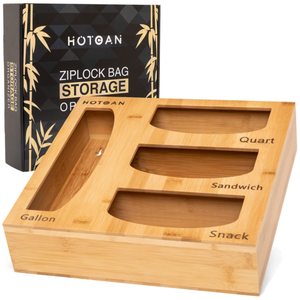 bamboo kitchen drawer organizer compatible plastic baggie Ziplock bag food storage bag organizer holder for Kitchen Drawer