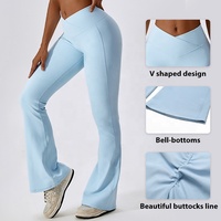 Pantalon évasé de yoga taille haute croisé pour les sports de danse pour femmes pantalon large décontracté hanche levage Fitness Micro pantalon évasé