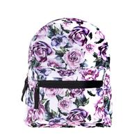 Nouveauté Sac à dos mini 9 pouces pour filles Petit sac de voyage avec image romantique de rose violette