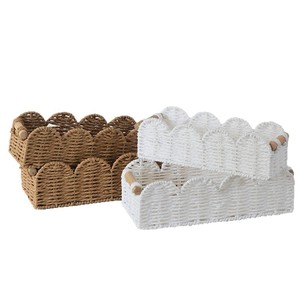 Rattan Desktop Storage <b>Basket</b> Rectangle With Handle For Bathroom Towel And Toilet Paper Organization - Product Image 5
