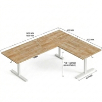 Bureau d'angle électrique moderne et spacieux, réglable en hauteur (assis-debout), en forme de L, avec commande numérique intelligente, écologique