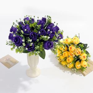Bouquet di fiori in seta artificiale con 18 teste simulato per matrimonio e decorazioni per la casa - Product Image 1