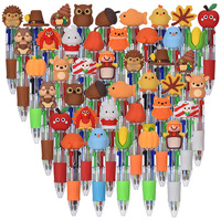 Vente en gros de mini stylos à bille de style animal à quatre couleurs Marqueur de journal multicolore de grande valeur 0.7mm pour les étudiants Thanksgiving