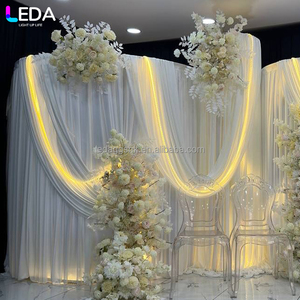Cortinas Elásticas de Techo LEDA Modernas Personalizadas en Color Blanco Marfil, Tela Spandex de 4 Vías, Panel de Cortinas Elásticas para Decoración de Fondo de Bodas y Fiestas - Product Image 3
