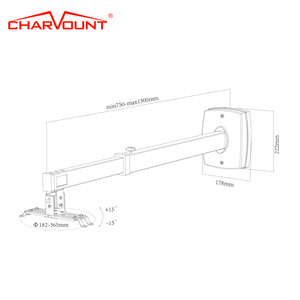 CHARMOUNT <span class=keywords><strong>Bras</strong></span> de <span class=keywords><strong>projecteur</strong></span> professionnel réglable, rotation +/-15 degrés, acier laminé à froid, support universel, charge 10 kg - Product Image 2