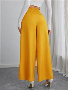 กางเกงขาบานเอวสูงสำหรับผู้หญิงกางเกงสำหรับสาวออฟฟิศผ้าบางเอวสูงสีกากีหรูหราหรูหราสีดำลำลองใหม่ - Product Image 4