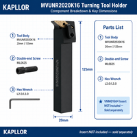 Porte-outil carré CNC 95 degrés pour tournage MVUNR2020K16/2525M16, pince de machine à tour OEM