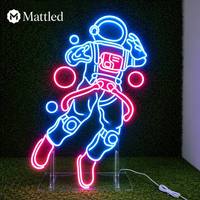 Letrero Luminoso LED de Astronauta |   Lámpara de Neón de Silicona Acrílica con Impresión UV para Habitación Infantil, Decoración de Pared para Sala de Juegos de Ciencia Ficción