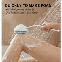 Brosse de douche exfoliante à long manche pour le corps, tête en silicone souple détachable, pour le nettoyage et le gommage du dos – Vente en gros