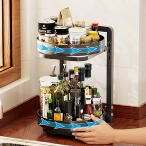 <span class=keywords><strong>Estante</strong></span> <span class=keywords><strong>giratorio</strong></span> de acero de 3 niveles para especias, organizador circular de 360 grados para encimera de <span class=keywords><strong>cocina</strong></span>, juego de estantes para guardar especias. - Product Image 2