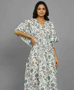 Kurta / Kurti indien en coton fait main, léger, longueur genou, séchage rapide, tenue de plage bohème pour l'été, pour femmes - Product Image 3