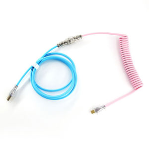 Cáp cuộn màu xanh hồng Aviator kết nối <span class=keywords><strong>USB</strong></span> Type-C cho bàn phím cơ khí <span class=keywords><strong>DIY</strong></span> coiled Loại C Cáp <span class=keywords><strong>USB</strong></span> - Product Image 5