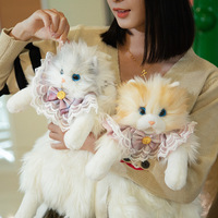 Sac à dos créatif en forme de chat, fait main, avec adorable chiot, poupée simulée, style féminin, en peluche douce, cadeau amusant